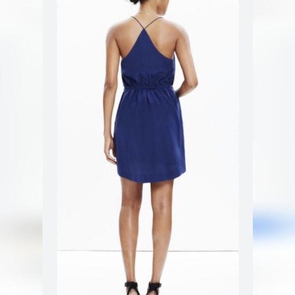 Madewell 100% Silk Starview Navy Blue Cami Slip Mini Dress 2 Spaghetti Straps - Picture 12 of 16